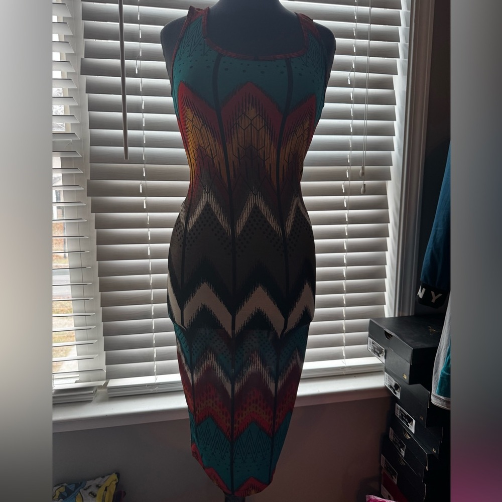Multicolor Chevron Pattern Dress